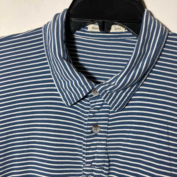 Marine Layer Men’s Short Sleeve Polo Shirt 2 Buttons Navy Stripe Size L/XL - Picture 3 of 11